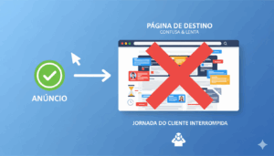 Exemplo de landing page que causa cliques mas não vendem por ter uma mensagem desalinhada com o anúncio.